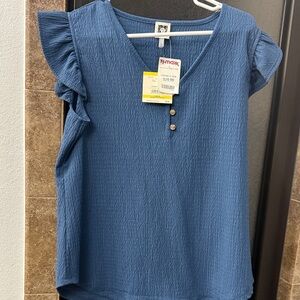 Anne Klein Textured Blue Blouse